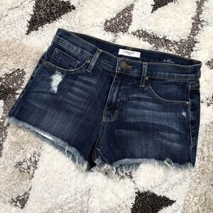 Fidelity Denim Liz Mid Rise Mini Jean Shorts 27 Dark Wash Cut Off Festival Wear
